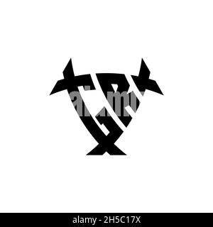 GR Monogram logo letter with triangle shield and circle shape style design on isolated background. Triangle monogram logo, shield monogram logo, trian Stock Vector