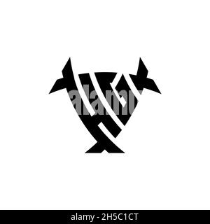 HG Monogram logo letter with triangle shield and circle shape style design on isolated background. Triangle monogram logo, shield monogram logo, trian Stock Vector