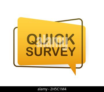 Megaphone label with quick survey. Megaphone banner Stock Vector