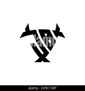 JB Monogram logo letter with triangle shield and circle shape style design on isolated background. Triangle monogram logo, shield monogram logo, trian Stock Vector
