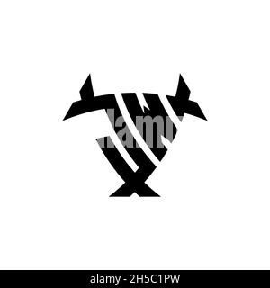 JW Monogram logo letter with triangle shield and circle shape style design on isolated background. Triangle monogram logo, shield monogram logo, trian Stock Vector
