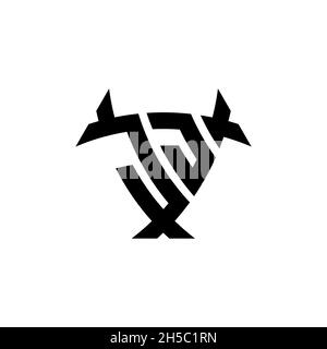 JJ Monogram logo letter with triangle shield and circle shape style design on isolated background. Triangle monogram logo, shield monogram logo, trian Stock Vector