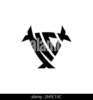 NC Monogram logo letter with triangle shield and circle shape style design on isolated background. Triangle monogram logo, shield monogram logo, trian Stock Vector