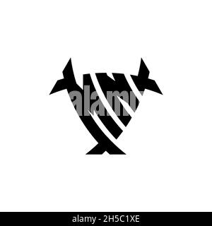 MN Monogram logo letter with triangle shield and circle shape style design on isolated background. Triangle monogram logo, shield monogram logo, trian Stock Vector