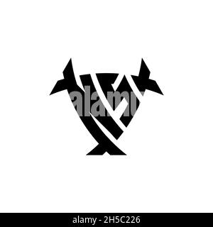 NS Monogram logo letter with triangle shield and circle shape style design on isolated background. Triangle monogram logo, shield monogram logo, trian Stock Vector