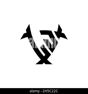 LJ Monogram logo letter with triangle shield and circle shape style design on isolated background. Triangle monogram logo, shield monogram logo, trian Stock Vector
