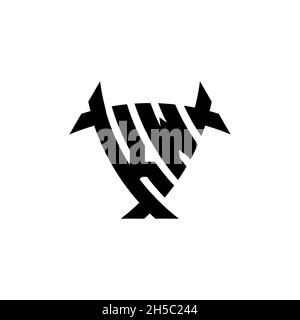 KW Monogram logo letter with triangle shield and circle shape style design on isolated background. Triangle monogram logo, shield monogram logo, trian Stock Vector