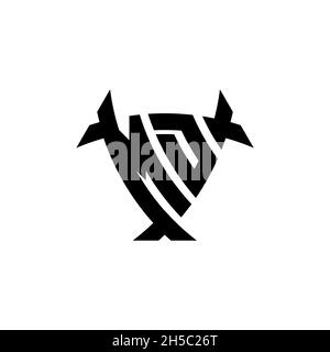 MD Monogram logo letter with triangle shield and circle shape style design on isolated background. Triangle monogram logo, shield monogram logo, trian Stock Vector