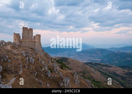 Rocca Calascio castle on mountaintop, Abruzzo, Italy Stock Photo