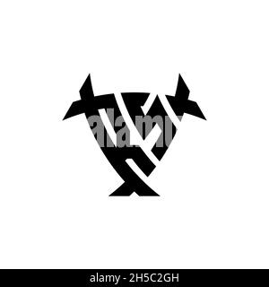 RS Monogram logo letter with triangle shield and circle shape style design on isolated background. Triangle monogram logo, shield monogram logo, trian Stock Vector