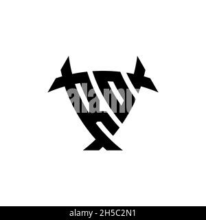 RO Monogram logo letter with triangle shield and circle shape style design on isolated background. Triangle monogram logo, shield monogram logo, trian Stock Vector