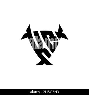 KQ Monogram logo letter with triangle shield and circle shape style design on isolated background. Triangle monogram logo, shield monogram logo, trian Stock Vector