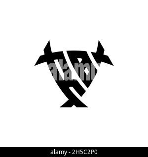 RB Monogram logo letter with triangle shield and circle shape style design on isolated background. Triangle monogram logo, shield monogram logo, trian Stock Vector