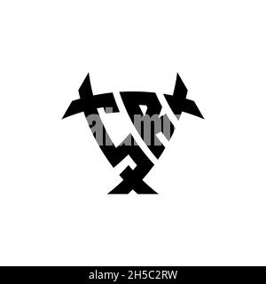 SR Monogram logo letter with triangle shield and circle shape style design on isolated background. Triangle monogram logo, shield monogram logo, trian Stock Vector