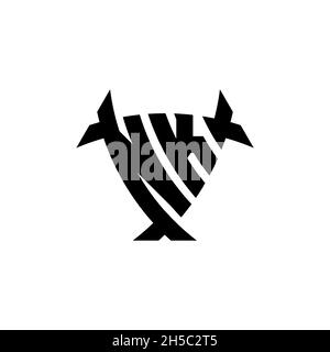 NK Monogram logo letter with triangle shield and circle shape style design on isolated background. Triangle monogram logo, shield monogram logo, trian Stock Vector