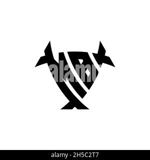 MB Monogram logo letter with triangle shield and circle shape style design on isolated background. Triangle monogram logo, shield monogram logo, trian Stock Vector