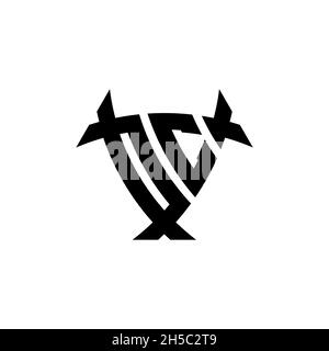OC Monogram logo letter with triangle shield and circle shape style design on isolated background. Triangle monogram logo, shield monogram logo, trian Stock Vector