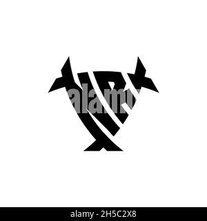 NR Monogram logo letter with triangle shield and circle shape style design on isolated background. Triangle monogram logo, shield monogram logo, trian Stock Vector