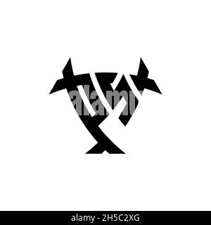 PS Monogram logo letter with triangle shield and circle shape style design on isolated background. Triangle monogram logo, shield monogram logo, trian Stock Vector