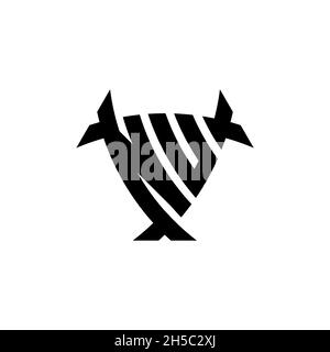 NU Monogram logo letter with triangle shield and circle shape style design on isolated background. Triangle monogram logo, shield monogram logo, trian Stock Vector
