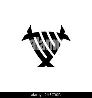 OU Monogram logo letter with triangle shield and circle shape style design on isolated background. Triangle monogram logo, shield monogram logo, trian Stock Vector