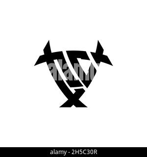 QC Monogram logo letter with triangle shield and circle shape style design on isolated background. Triangle monogram logo, shield monogram logo, trian Stock Vector