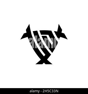 UD Monogram logo letter with triangle shield and circle shape style design on isolated background. Triangle monogram logo, shield monogram logo, trian Stock Vector