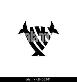 MX Monogram logo letter with triangle shield and circle shape style design on isolated background. Triangle monogram logo, shield monogram logo, trian Stock Vector
