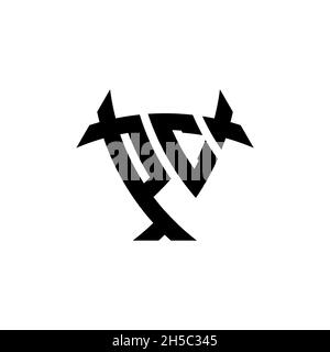 PC Monogram logo letter with triangle shield and circle shape style design on isolated background. Triangle monogram logo, shield monogram logo, trian Stock Vector