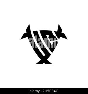 UQ Monogram logo letter with triangle shield and circle shape style design on isolated background. Triangle monogram logo, shield monogram logo, trian Stock Vector