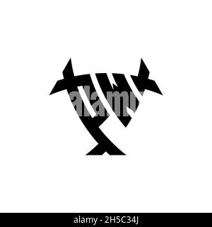PW Monogram logo letter with triangle shield and circle shape style design on isolated background. Triangle monogram logo, shield monogram logo, trian Stock Vector
