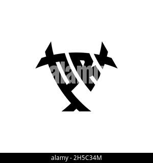 PR Monogram logo letter with triangle shield and circle shape style design on isolated background. Triangle monogram logo, shield monogram logo, trian Stock Vector