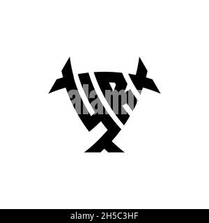 YR Monogram logo letter with triangle shield and circle shape style design on isolated background. Triangle monogram logo, shield monogram logo, trian Stock Vector