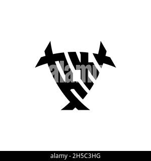RX Monogram logo letter with triangle shield and circle shape style design on isolated background. Triangle monogram logo, shield monogram logo, trian Stock Vector