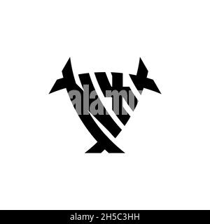 NX Monogram logo letter with triangle shield and circle shape style design on isolated background. Triangle monogram logo, shield monogram logo, trian Stock Vector