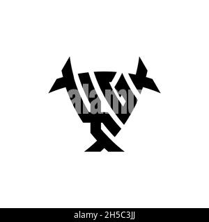 XG Monogram logo letter with triangle shield and circle shape style design on isolated background. Triangle monogram logo, shield monogram logo, trian Stock Vector