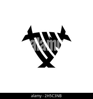 OW Monogram logo letter with triangle shield and circle shape style design on isolated background. Triangle monogram logo, shield monogram logo, trian Stock Vector