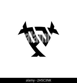 PJ Monogram logo letter with triangle shield and circle shape style design on isolated background. Triangle monogram logo, shield monogram logo, trian Stock Vector