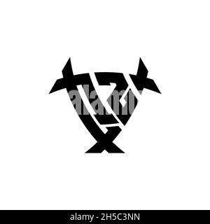 QZ Monogram logo letter with triangle shield and circle shape style design on isolated background. Triangle monogram logo, shield monogram logo, trian Stock Vector