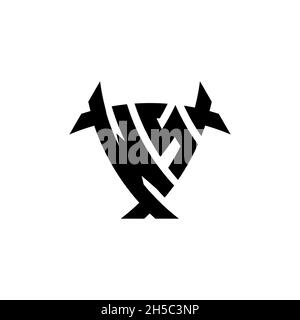 WS Monogram logo letter with triangle shield and circle shape style design on isolated background. Triangle monogram logo, shield monogram logo, trian Stock Vector