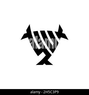 YU Monogram logo letter with triangle shield and circle shape style design on isolated background. Triangle monogram logo, shield monogram logo, trian Stock Vector