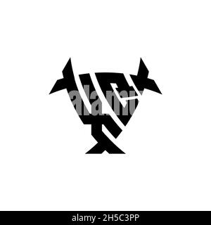 XQ Monogram logo letter with triangle shield and circle shape style design on isolated background. Triangle monogram logo, shield monogram logo, trian Stock Vector