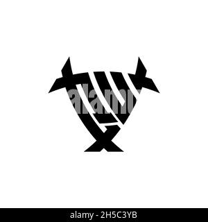QU Monogram logo letter with triangle shield and circle shape style design on isolated background. Triangle monogram logo, shield monogram logo, trian Stock Vector
