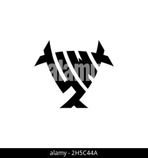 YW Monogram logo letter with triangle shield and circle shape style design on isolated background. Triangle monogram logo, shield monogram logo, trian Stock Vector