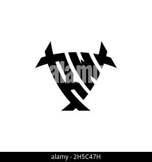 RW Monogram logo letter with triangle shield and circle shape style design on isolated background. Triangle monogram logo, shield monogram logo, trian Stock Vector