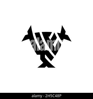 XE Monogram logo letter with triangle shield and circle shape style design on isolated background. Triangle monogram logo, shield monogram logo, trian Stock Vector