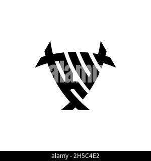 RU Monogram logo letter with triangle shield and circle shape style design on isolated background. Triangle monogram logo, shield monogram logo, trian Stock Vector