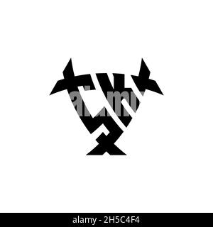 SK Monogram logo letter with triangle shield and circle shape style design on isolated background. Triangle monogram logo, shield monogram logo, trian Stock Vector