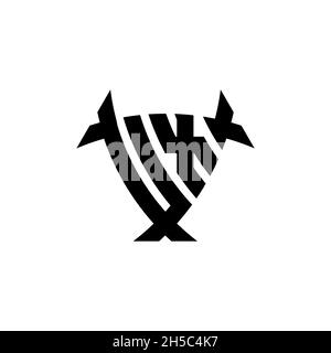 UX Monogram logo letter with triangle shield and circle shape style design on isolated background. Triangle monogram logo, shield monogram logo, trian Stock Vector