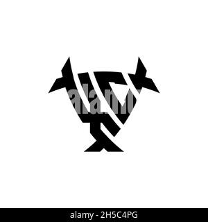 XC Monogram logo letter with triangle shield and circle shape style design on isolated background. Triangle monogram logo, shield monogram logo, trian Stock Vector